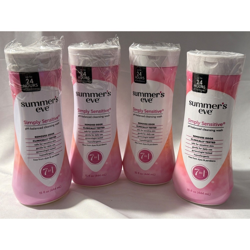 4 Pc Summers Eve Simply Sensitive Cleansing Wash 15oz New Sealed